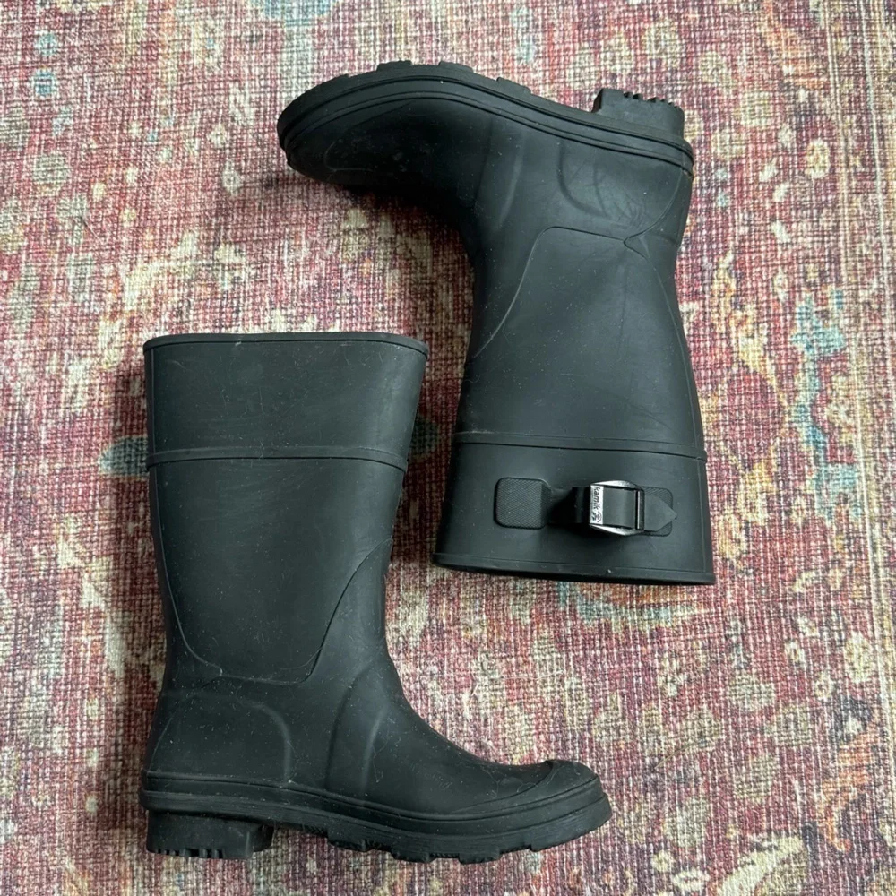 Kamik Black Rubber Kids Raindrops 3 Rain Boots